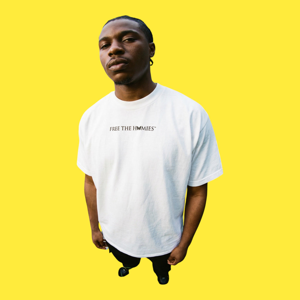 The Blackout Tee — White | Oversized Fit by Free The Homies™