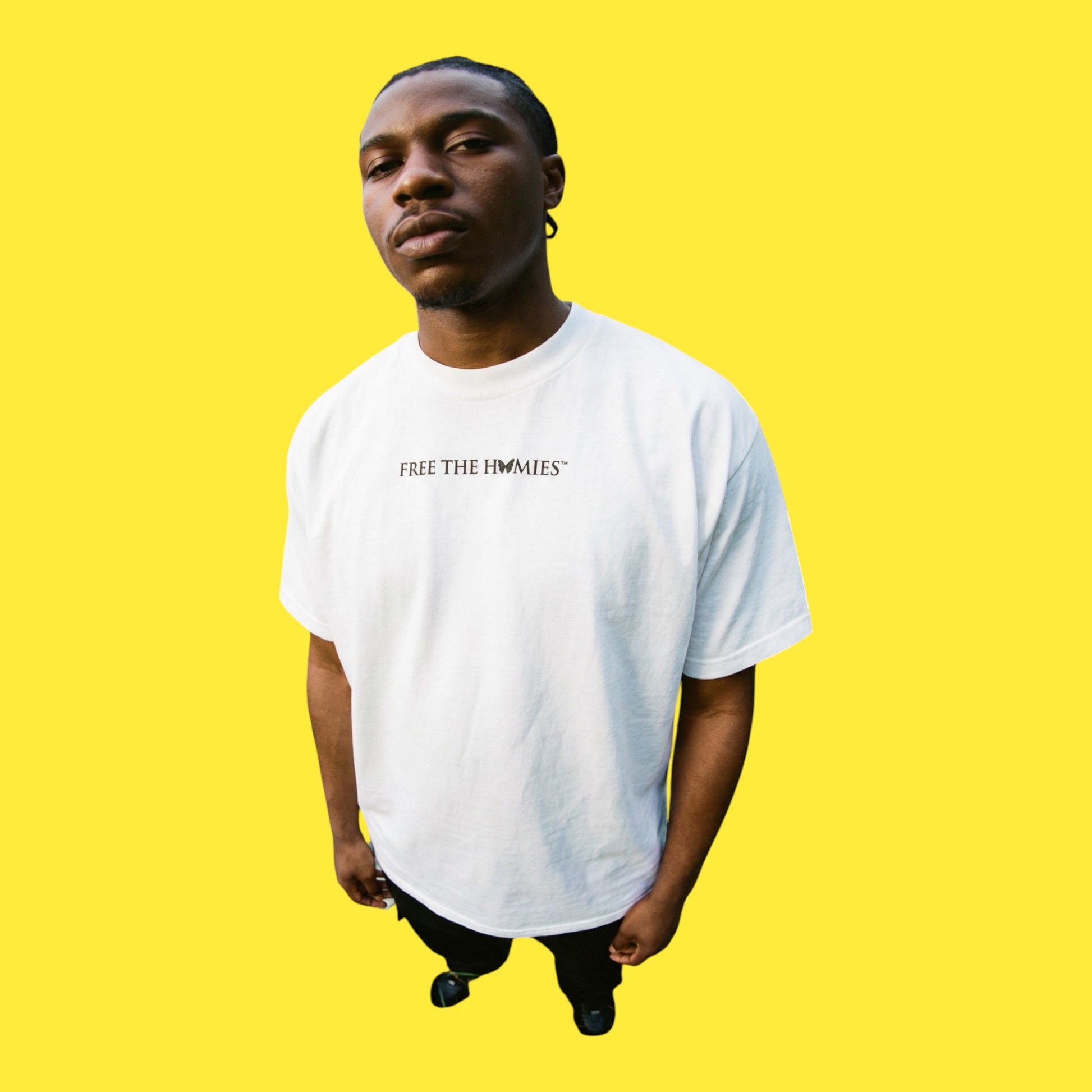 The Blackout Tee — White | Oversized Fit by Free The Homies™