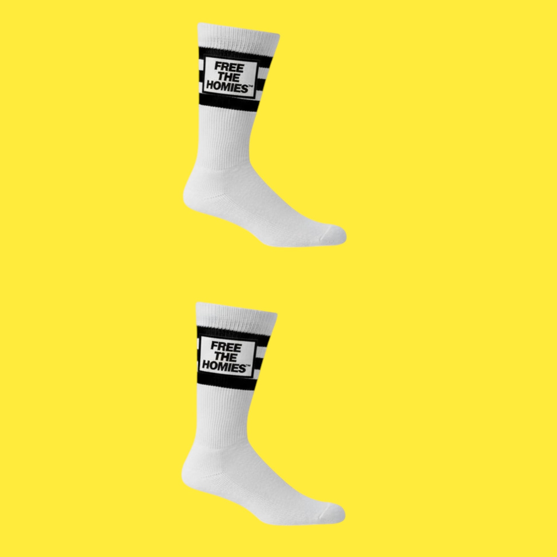 White / Black Stripe | Unisex Crew socks